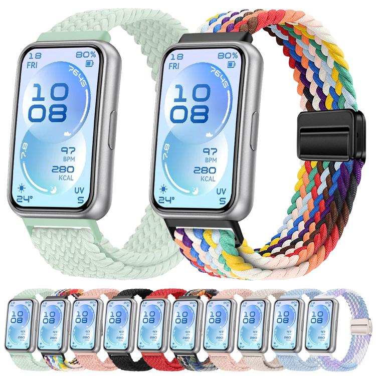For Huawei Band 11 / Band 11 Pro Magnetic Buckle Elastic Nylon Braided Watch Band