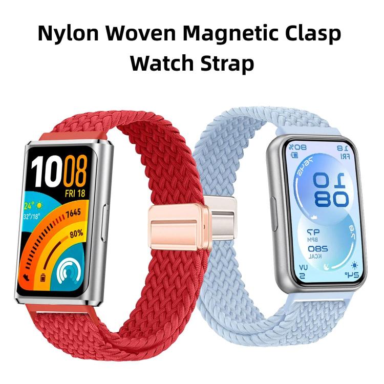 For Huawei Band 11 / Band 11 Pro Magnetic Buckle Elastic Nylon Braided Watch Band