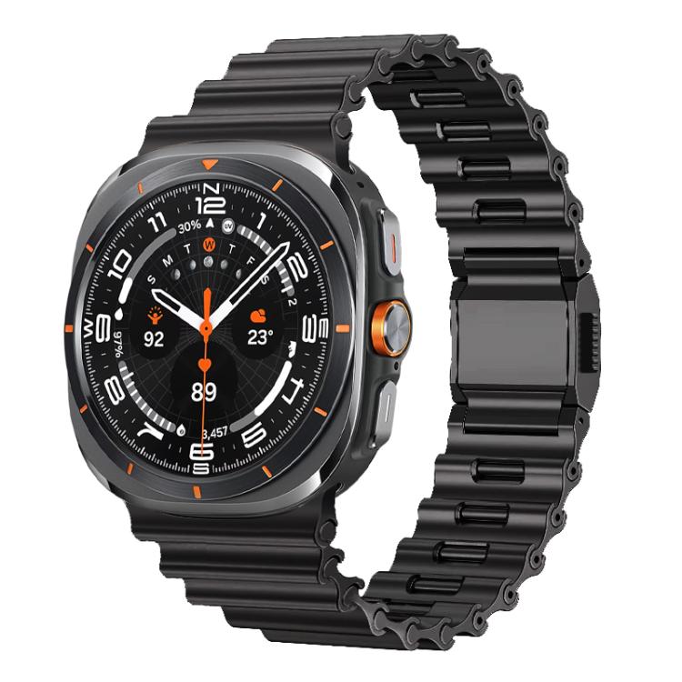 For Samsung Galaxy Watch Ultra 2025 / Ultra 47mm Ocean Wave Texture Magnetic Clasp Stainless Steel Watch Band