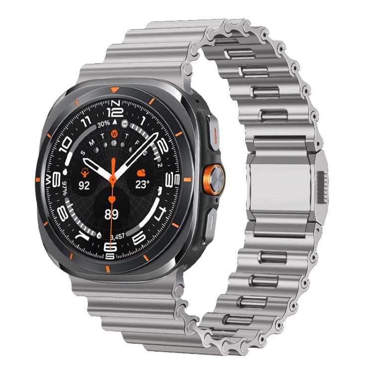 For Samsung Galaxy Watch Ultra 2025 / Ultra 47mm Ocean Wave Texture Magnetic Clasp Stainless Steel Watch Band