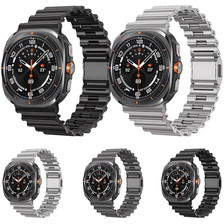 For Samsung Galaxy Watch Ultra 2025 / Ultra 47mm Ocean Wave Texture Magnetic Clasp Stainless Steel Watch Band
