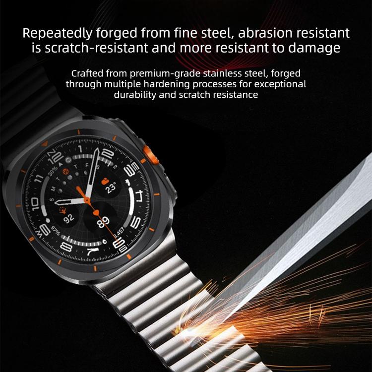 For Samsung Galaxy Watch Ultra 2025 / Ultra 47mm Ocean Wave Texture Magnetic Clasp Stainless Steel Watch Band
