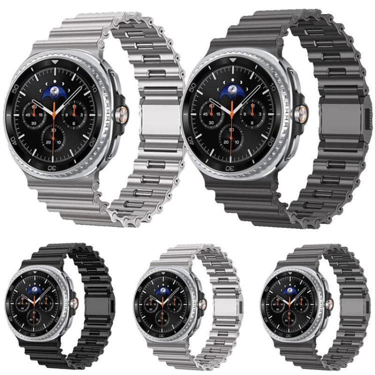 For Samsung Galaxy Watch8 / Watch8 Classic Ocean Wave Texture Magnetic Clasp Stainless Steel Watch Band