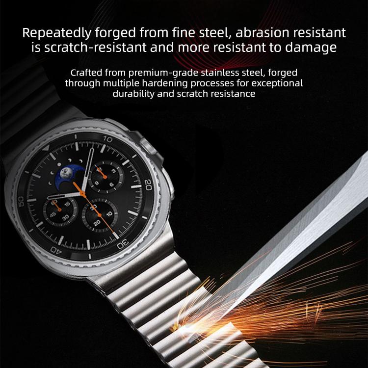 For Samsung Galaxy Watch8 / Watch8 Classic Ocean Wave Texture Magnetic Clasp Stainless Steel Watch Band