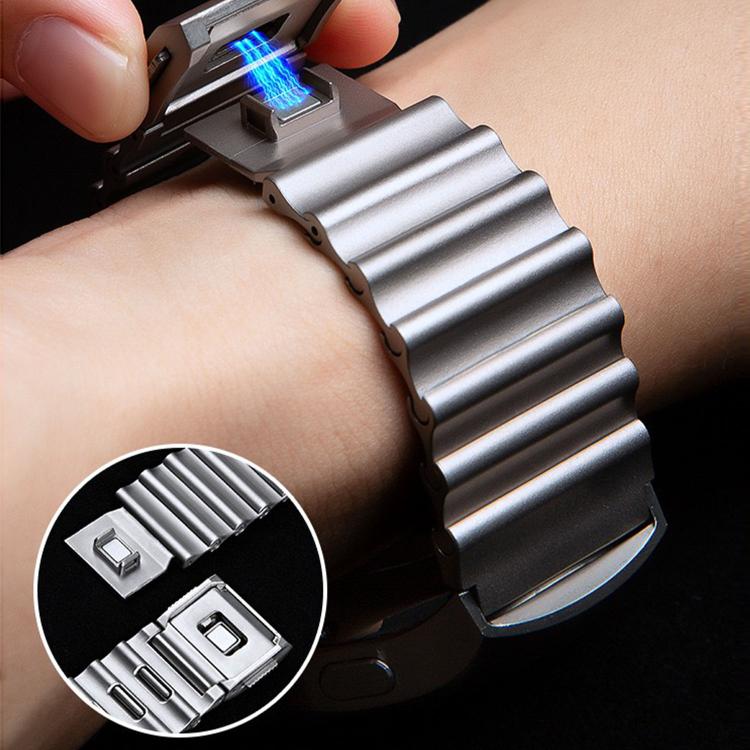 For Samsung Galaxy Watch8 / Watch8 Classic Ocean Wave Texture Magnetic Clasp Stainless Steel Watch Band