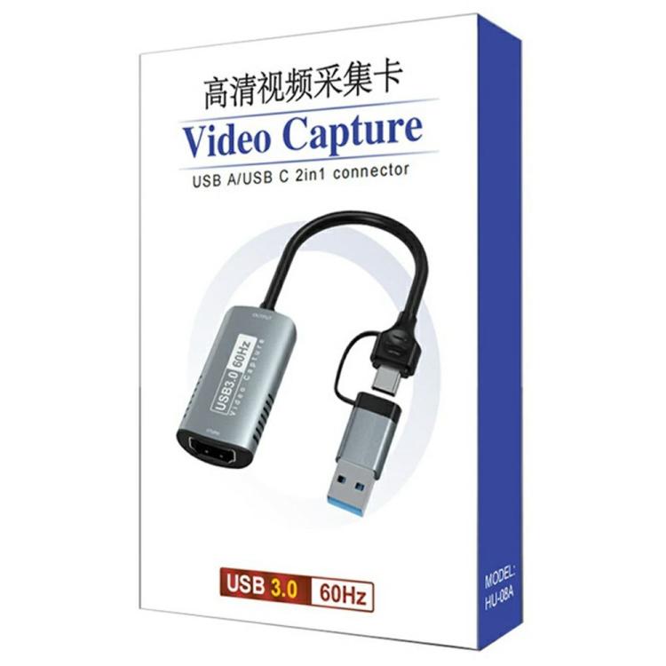 HU-08A 1080P 60Hz HD Capture Adapter HDMI to USB 3.0 / Type-C 2 in 1 Video Capture Card
