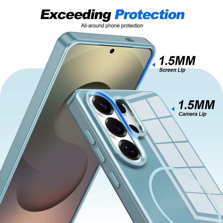 For Samsung Galaxy S24 5G Electroplated Metal Button Shockproof Magnetic Phone Case