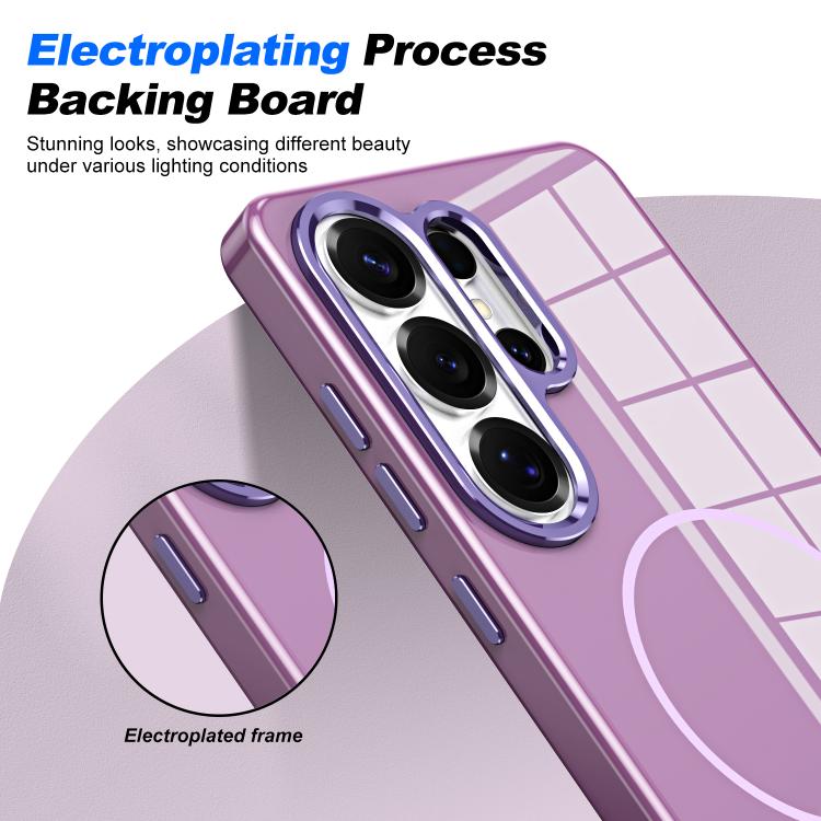 For Samsung Galaxy S24 5G Electroplated Metal Button Shockproof Magnetic Phone Case