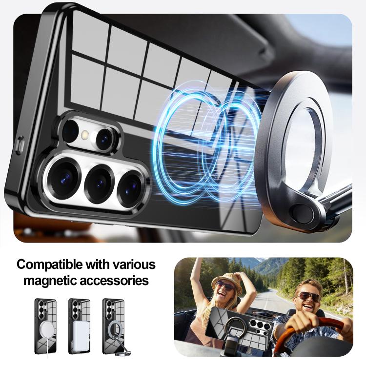 For Samsung Galaxy S25+ 5G Electroplated Metal Button Shockproof Magnetic Phone Case