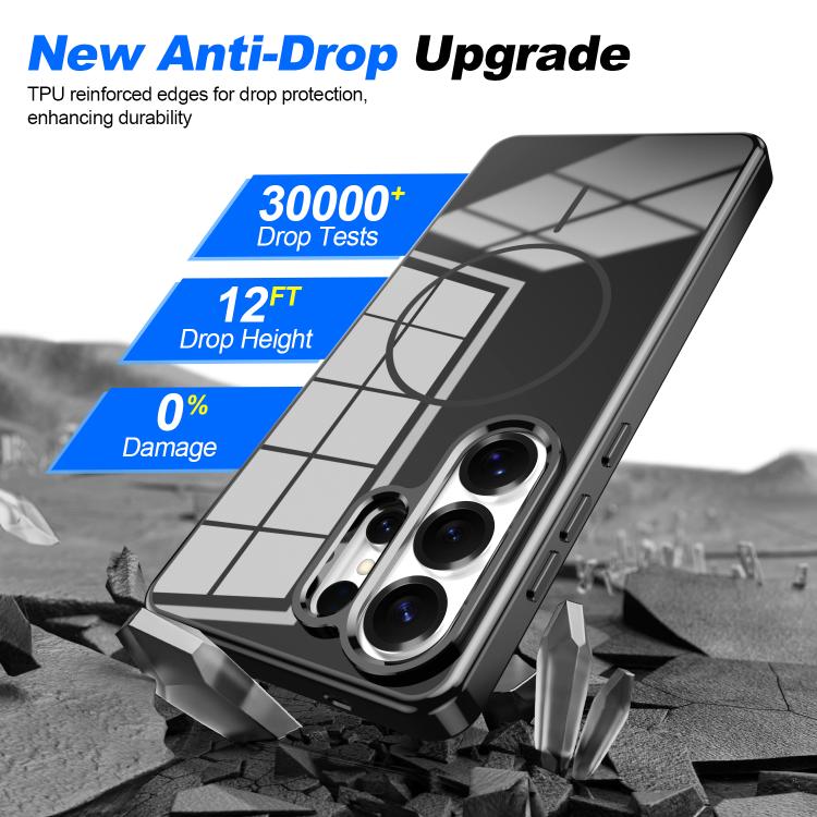 For Samsung Galaxy S25+ 5G Electroplated Metal Button Shockproof Magnetic Phone Case