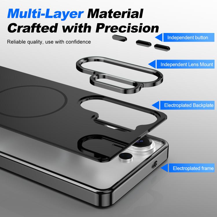 For Samsung Galaxy S25+ 5G Electroplated Metal Button Shockproof Magnetic Phone Case