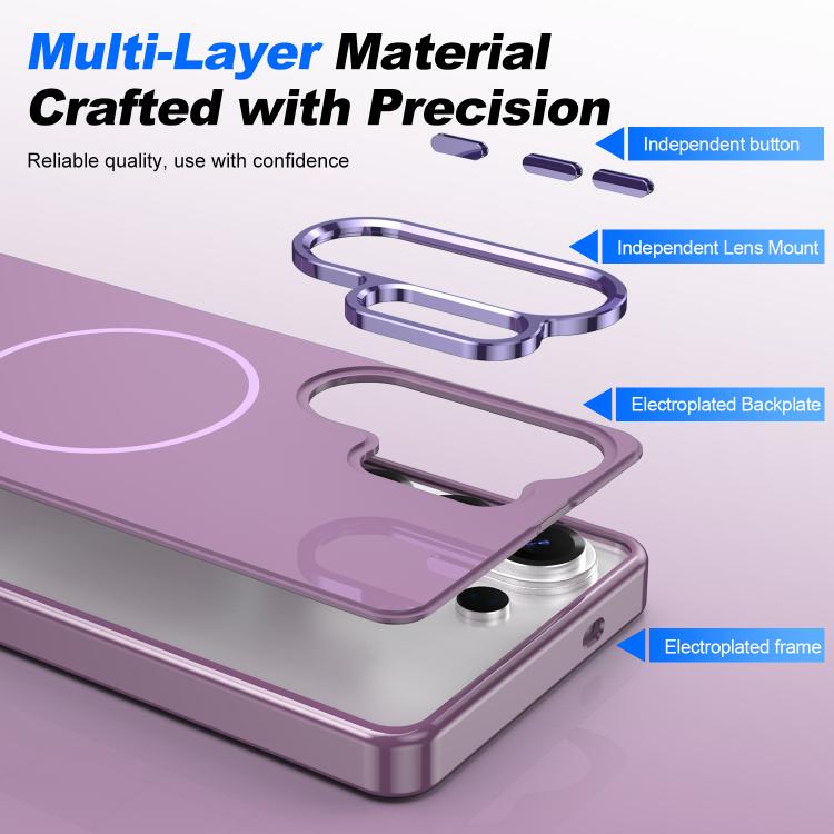 For Samsung Galaxy S25+ 5G Electroplated Metal Button Shockproof Magnetic Phone Case