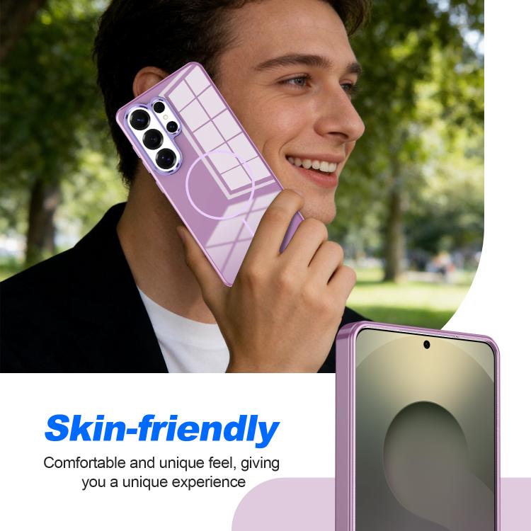 For Samsung Galaxy S25+ 5G Electroplated Metal Button Shockproof Magnetic Phone Case