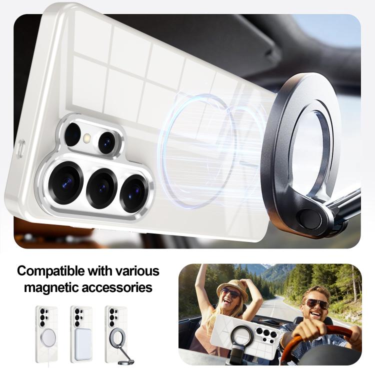 For Samsung Galaxy S25+ 5G Electroplated Metal Button Shockproof Magnetic Phone Case