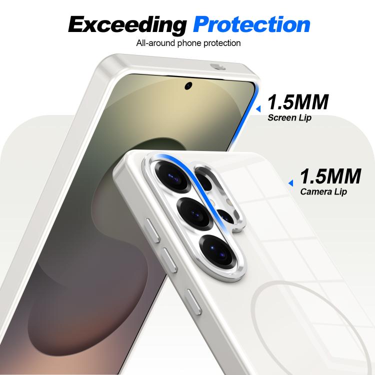 For Samsung Galaxy S25+ 5G Electroplated Metal Button Shockproof Magnetic Phone Case