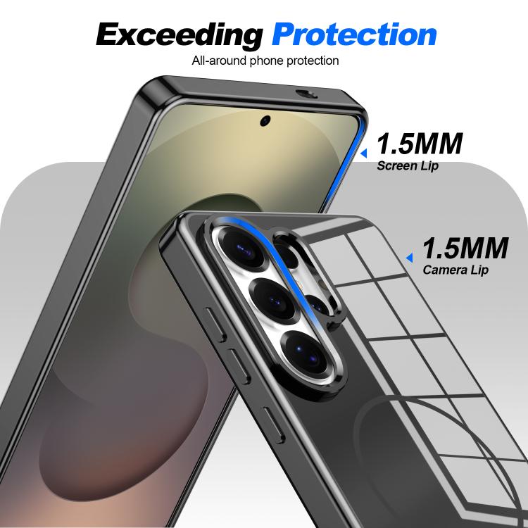 For Samsung Galaxy S26 5G Electroplated Metal Button Shockproof Magnetic Phone Case