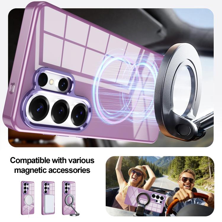 For Samsung Galaxy S26 5G Electroplated Metal Button Shockproof Magnetic Phone Case