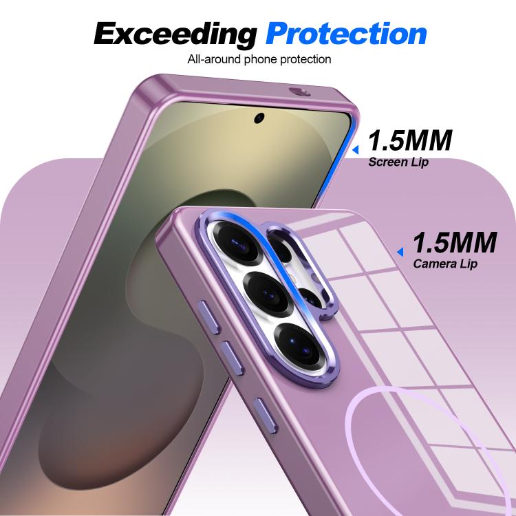 For Samsung Galaxy S26 5G Electroplated Metal Button Shockproof Magnetic Phone Case