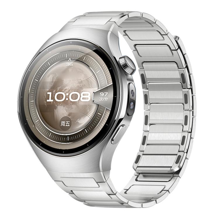 For Huawei Watch 5 46mm Press Button Interface Magnetic I-Shaped Stainless Steel Watch Band
