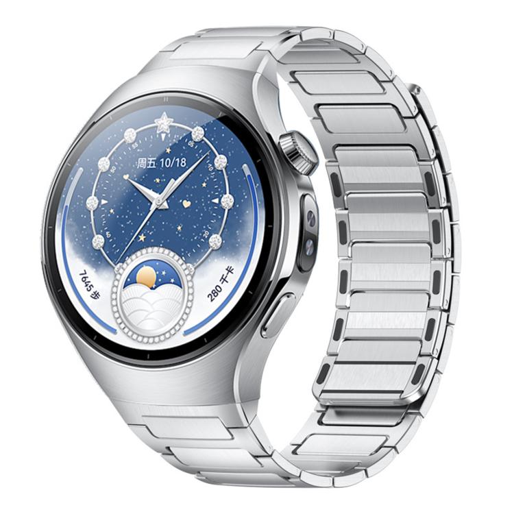 For Huawei Watch 5 46mm Press Button Interface Magnetic I-Shaped Stainless Steel Watch Band