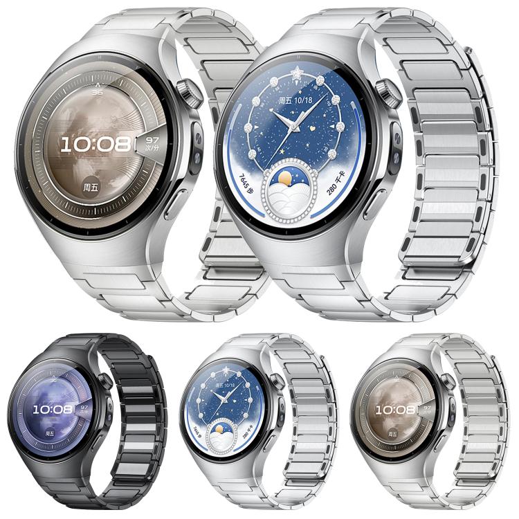 For Huawei Watch 5 46mm Press Button Interface Magnetic I-Shaped Stainless Steel Watch Band
