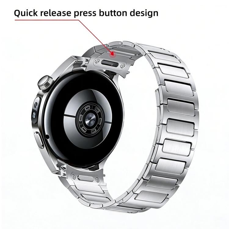 For Huawei Watch 5 46mm Press Button Interface Magnetic I-Shaped Stainless Steel Watch Band