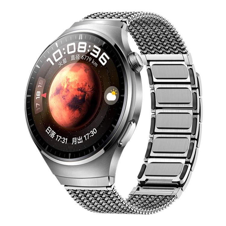 For Huawei Watch 4 Pro Press Button Magnetic Clasp Chain Stainless Steel Watch Band