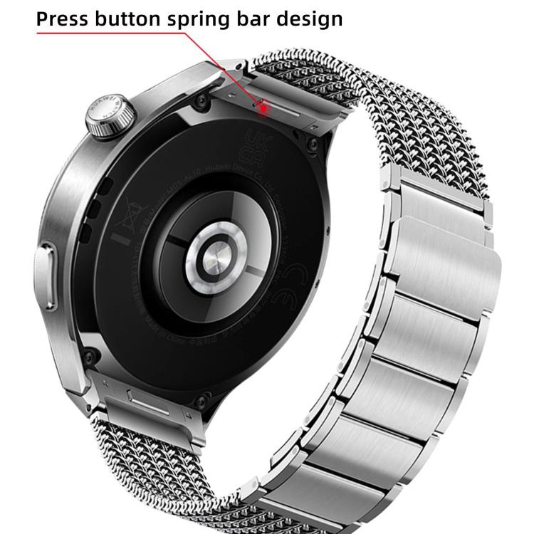 For Huawei Watch 4 Pro Press Button Magnetic Clasp Chain Stainless Steel Watch Band