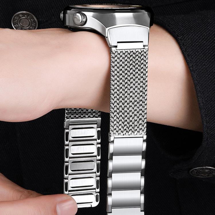 For Huawei Watch 4 Pro Press Button Magnetic Clasp Chain Stainless Steel Watch Band