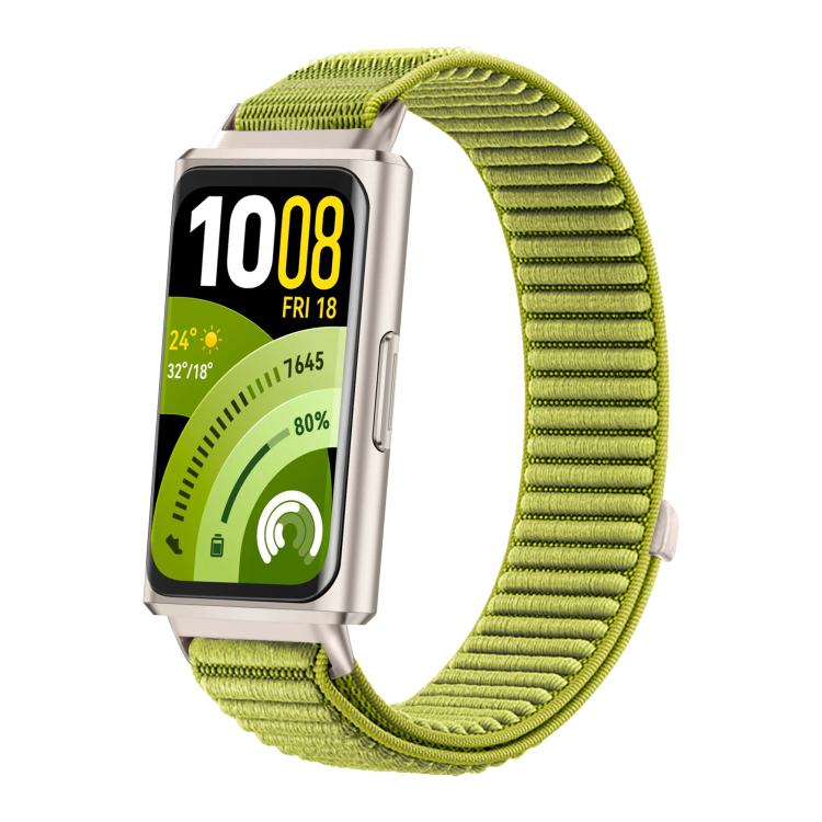 For Huawei Band 11 / Band 11 Pro Woven Nylon Hook And Loop Fastener Metal Interface Watch Band