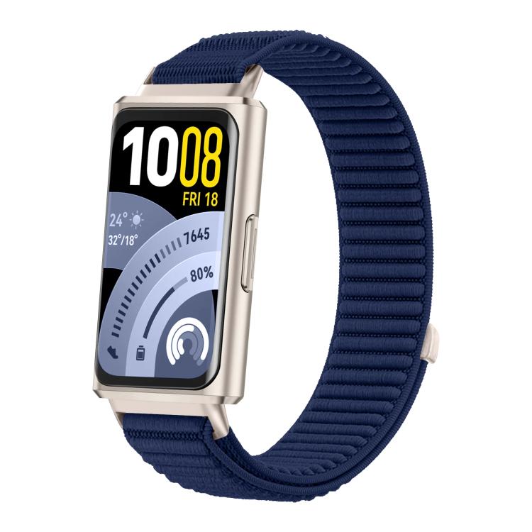 For Huawei Band 11 / Band 11 Pro Woven Nylon Hook And Loop Fastener Metal Interface Watch Band