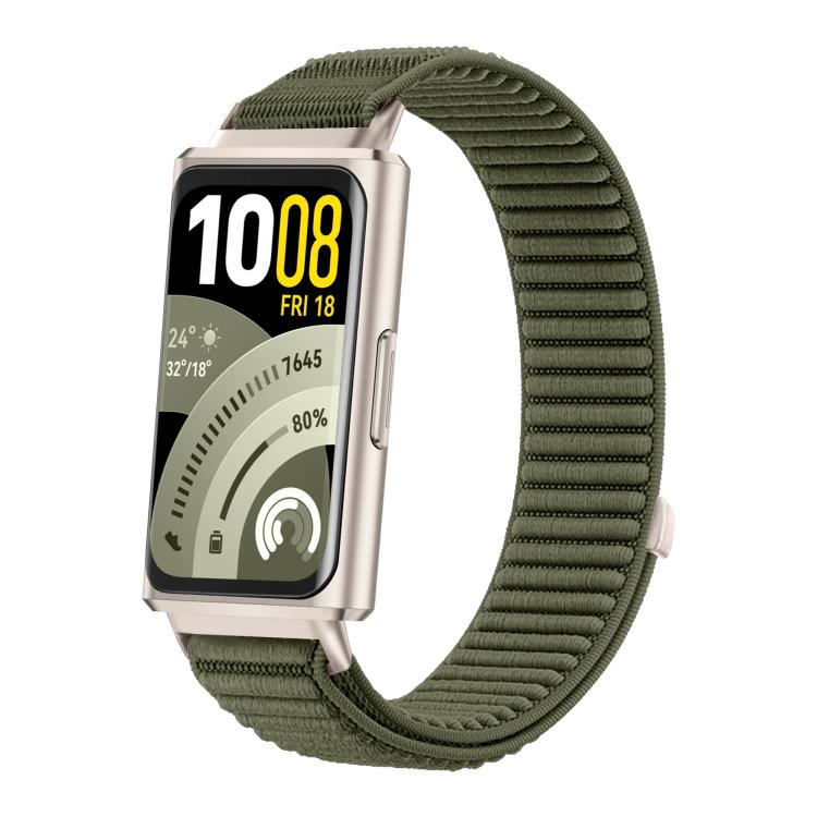 For Huawei Band 11 / Band 11 Pro Woven Nylon Hook And Loop Fastener Metal Interface Watch Band