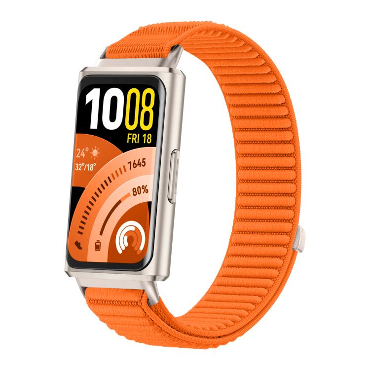 For Huawei Band 11 / Band 11 Pro Woven Nylon Hook And Loop Fastener Metal Interface Watch Band