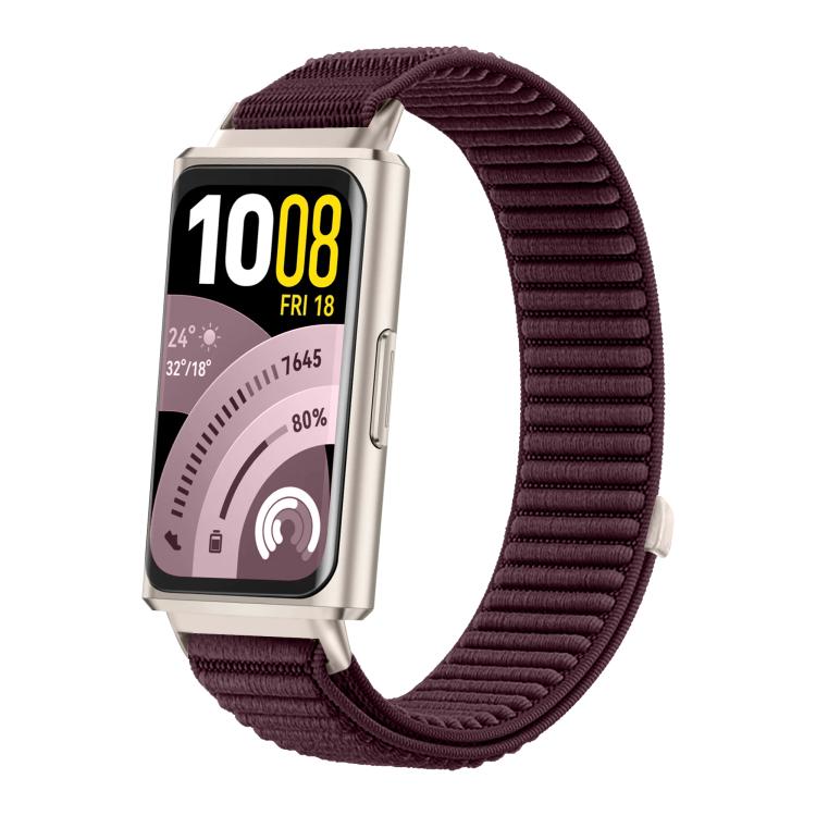 For Huawei Band 11 / Band 11 Pro Woven Nylon Hook And Loop Fastener Metal Interface Watch Band
