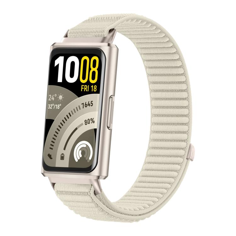 For Huawei Band 11 / Band 11 Pro Woven Nylon Hook And Loop Fastener Metal Interface Watch Band