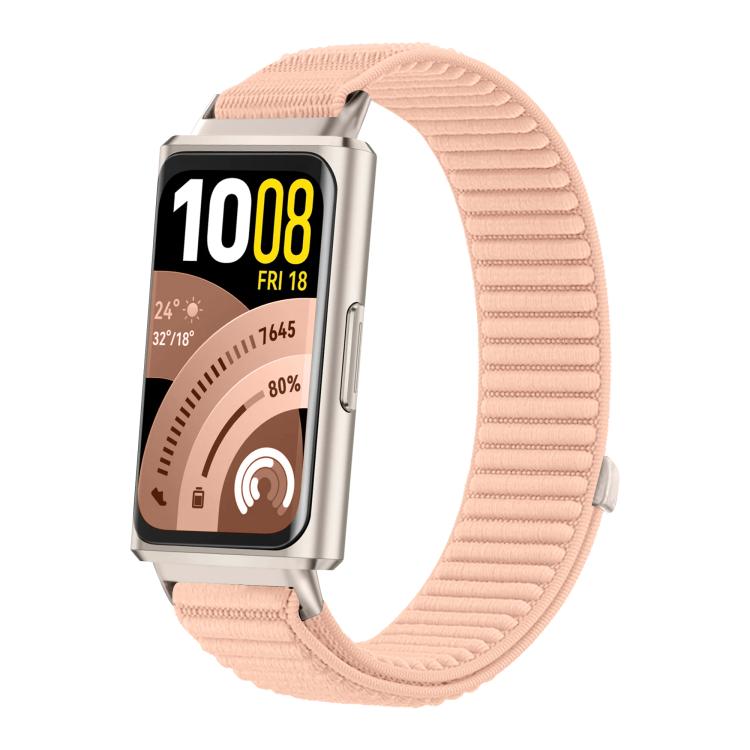 For Huawei Band 11 / Band 11 Pro Woven Nylon Hook And Loop Fastener Metal Interface Watch Band