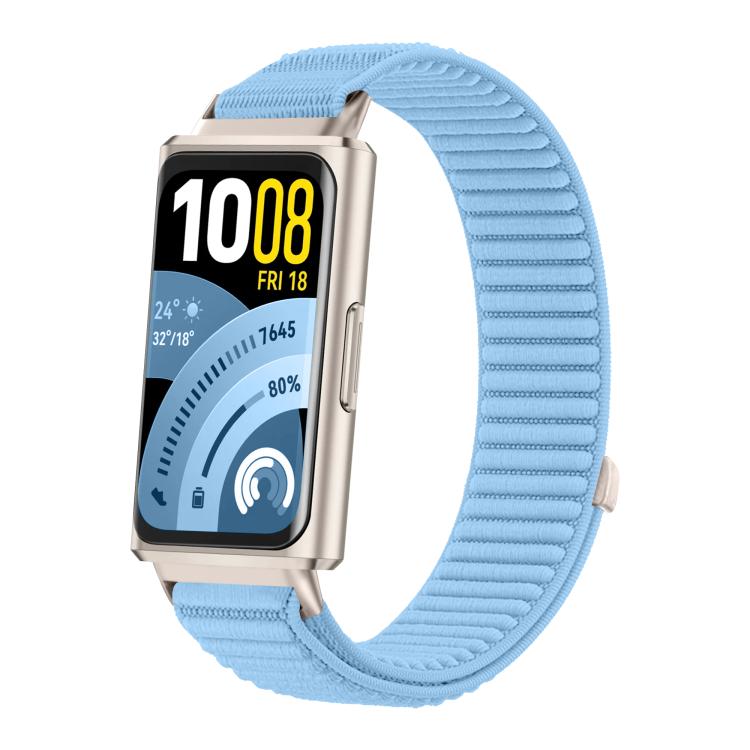 For Huawei Band 11 / Band 11 Pro Woven Nylon Hook And Loop Fastener Metal Interface Watch Band