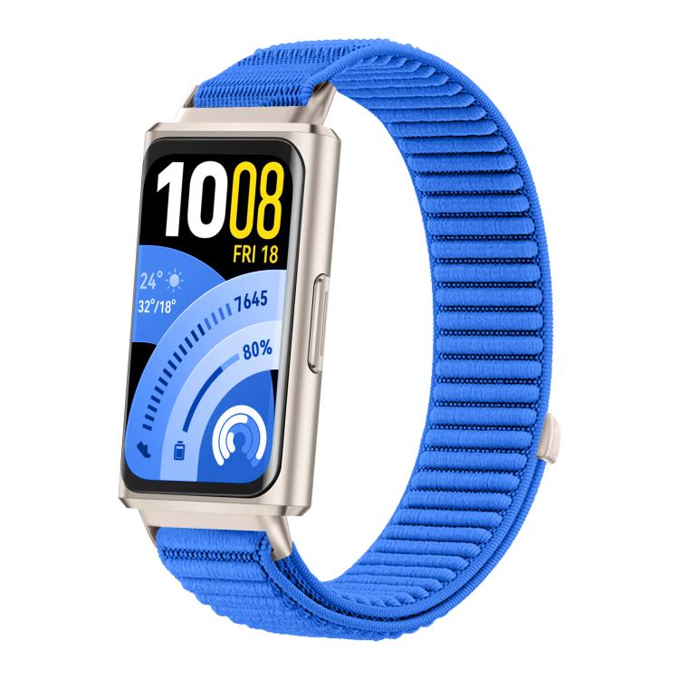 For Huawei Band 11 / Band 11 Pro Woven Nylon Hook And Loop Fastener Metal Interface Watch Band