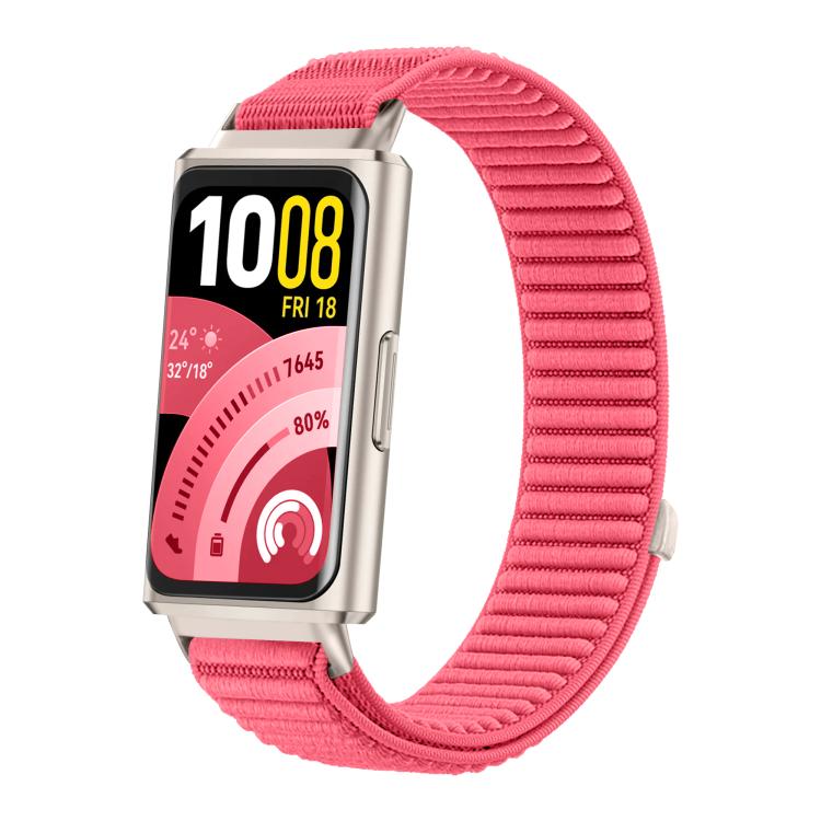 For Huawei Band 11 / Band 11 Pro Woven Nylon Hook And Loop Fastener Metal Interface Watch Band