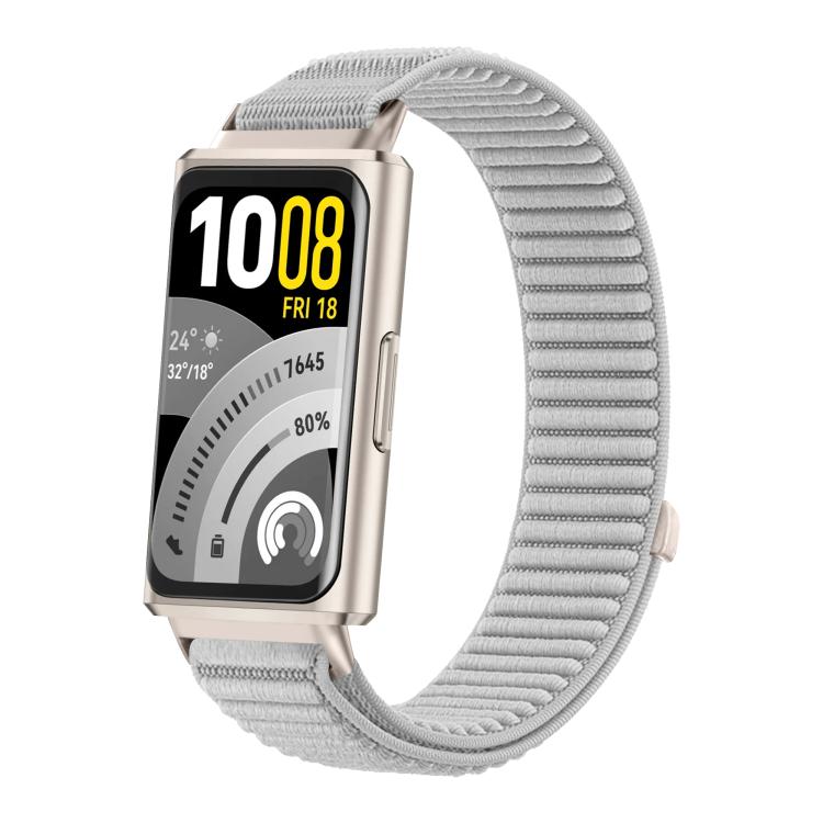 For Huawei Band 11 / Band 11 Pro Woven Nylon Hook And Loop Fastener Metal Interface Watch Band