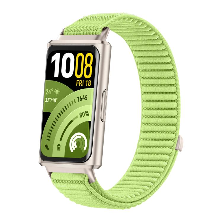 For Huawei Band 11 / Band 11 Pro Woven Nylon Hook And Loop Fastener Metal Interface Watch Band