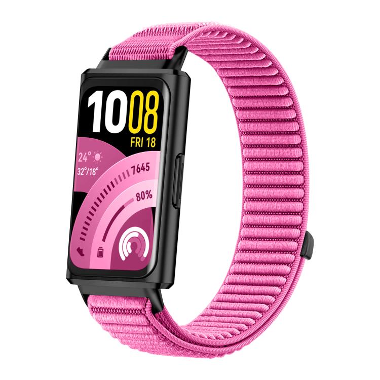 For Huawei Band 11 / Band 11 Pro Woven Nylon Hook And Loop Fastener Metal Interface Watch Band