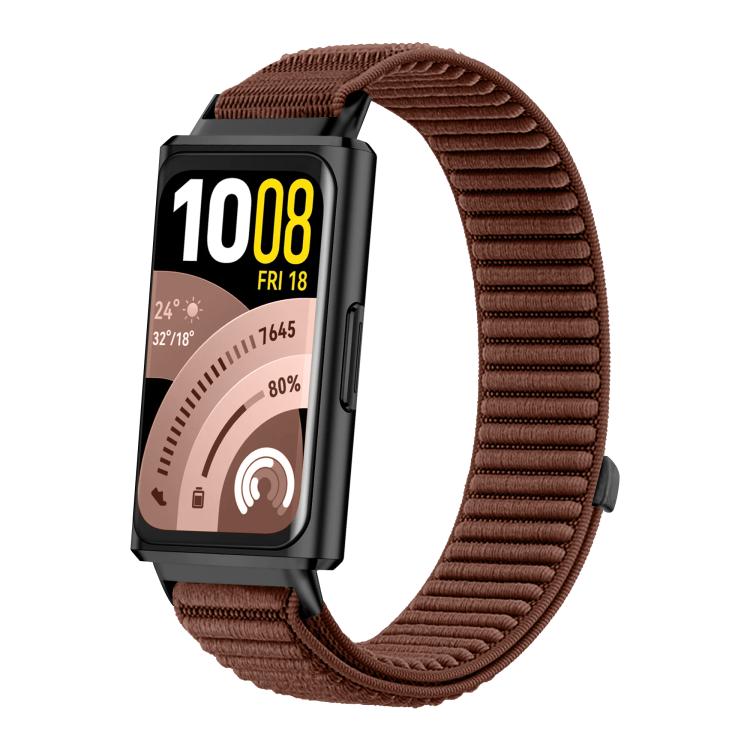 For Huawei Band 11 / Band 11 Pro Woven Nylon Hook And Loop Fastener Metal Interface Watch Band