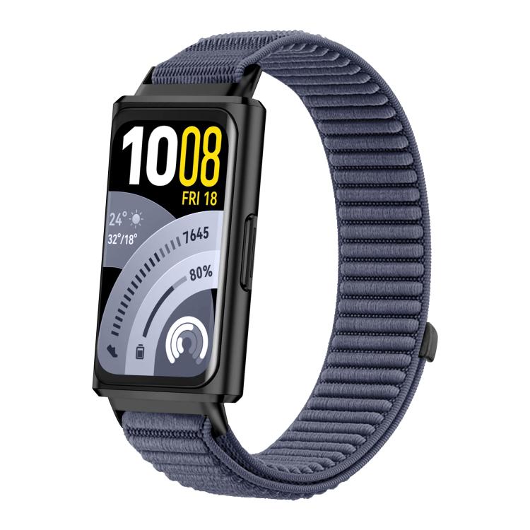 For Huawei Band 11 / Band 11 Pro Woven Nylon Hook And Loop Fastener Metal Interface Watch Band