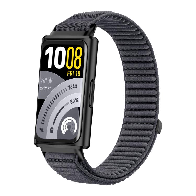 For Huawei Band 11 / Band 11 Pro Woven Nylon Hook And Loop Fastener Metal Interface Watch Band