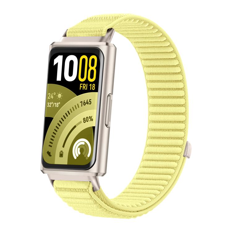 For Huawei Band 11 / Band 11 Pro Woven Nylon Hook And Loop Fastener Metal Interface Watch Band