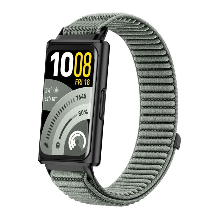 For Huawei Band 11 / Band 11 Pro Woven Nylon Hook And Loop Fastener Metal Interface Watch Band