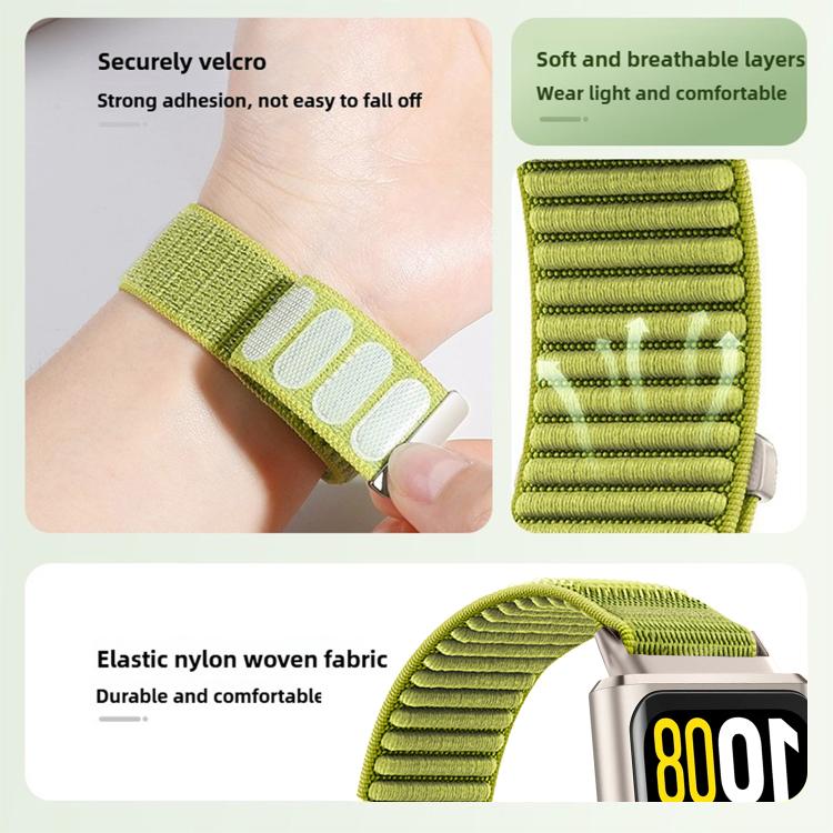 For Huawei Band 11 / Band 11 Pro Woven Nylon Hook And Loop Fastener Metal Interface Watch Band