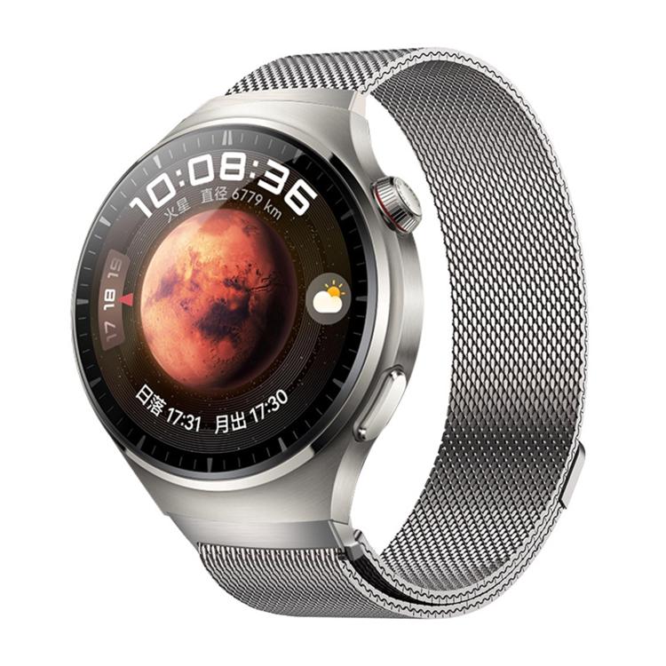 For Huawei Watch 4 Pro Press Button Seamless Interface Milanese Magnetic Stainless Steel Watch Band