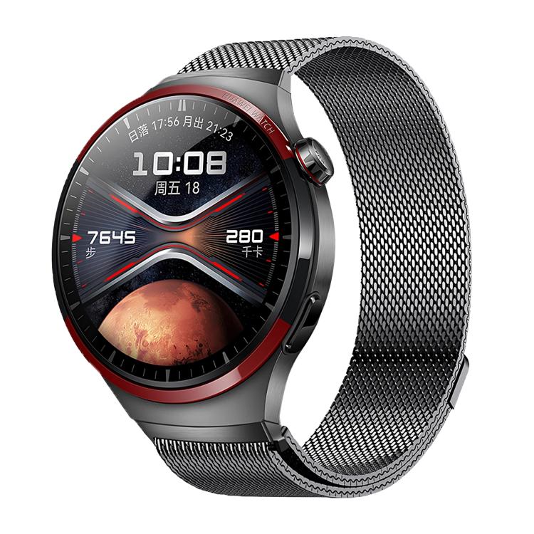 For Huawei Watch 4 Pro Press Button Seamless Interface Milanese Magnetic Stainless Steel Watch Band